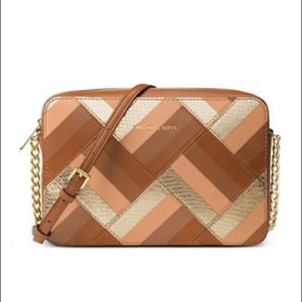 Michael Kors Womens Marquetry Leather Patchwork Crossbody Handbag